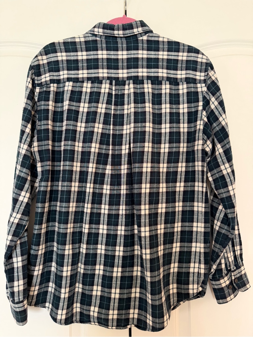 St. John's Bay Green & White Plaid Flannel Button-Down Shirt - Picture 5 of 6